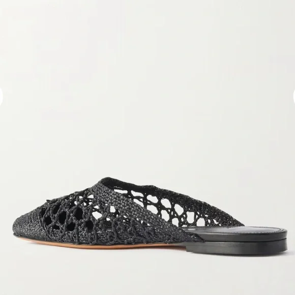 Emme Parsons Black Woven Raffia Mules Size 41 / US 10 - Picture 11 of 14